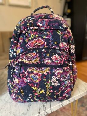 Vera Bradley Floral Quilted Backpack Travel School Bag